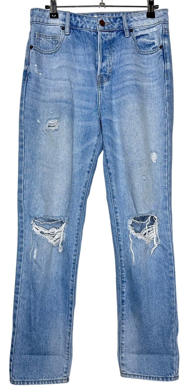Bohme Adriana Jeans Light Wash Distressed Straight Leg Denim Size 26